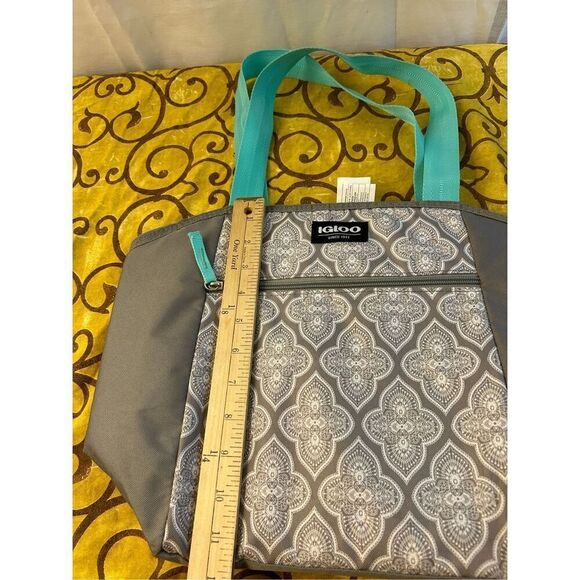 Igloo insulated zipper lunch tote gray green 16x12 bag - Picture 4 of 5